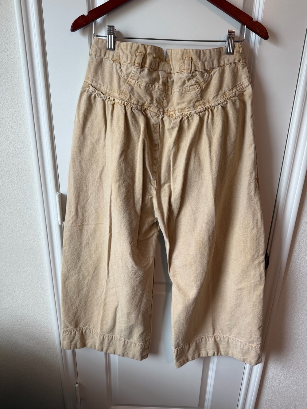 ⚡️Free People Sweet Talk Wide Leg Crop Pants in Tan - Picture 7 of 7